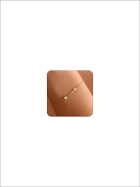 14K Gold Plated Cross Birthstone Charm Bracelet Adjustable Women's Jewelry Gift
